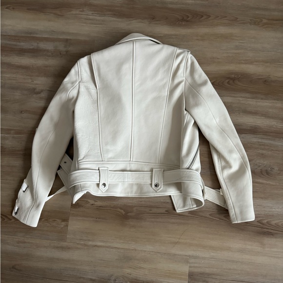 Rare Each x Other white genuine leather moto jacket lace ribbons small S $1885 - Picture 4 of 11